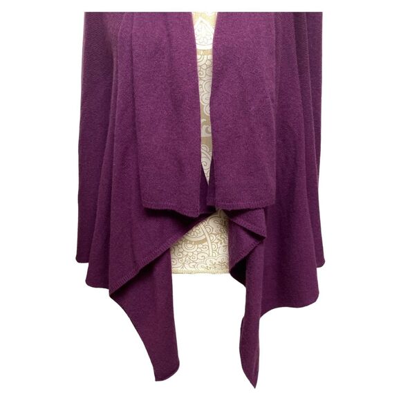 Lord & Taylor 100% Cashmere Purple Waterfall Shawl Cardigan Sz L Petite - Picture 7 of 10